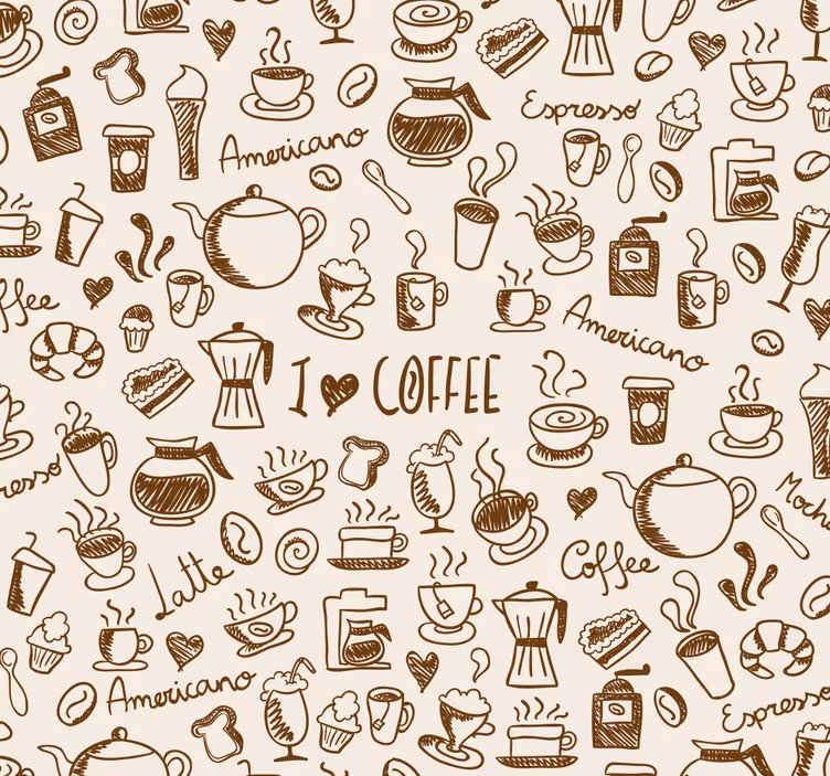 キッチン ロール スクリーン コーヒーパターン - TENSTICKERS