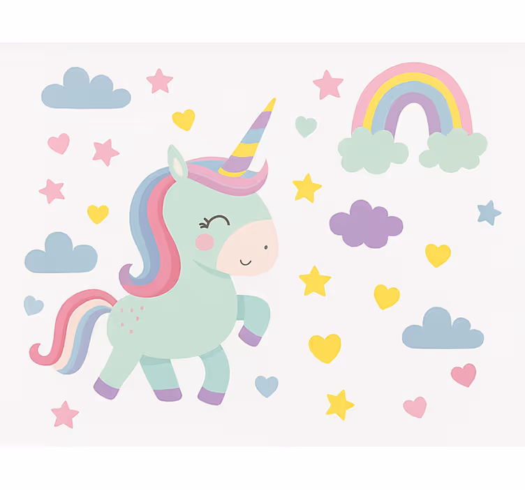 ブラインド 子供部屋 カラフルなユニコーンのデザイン - TENSTICKERS