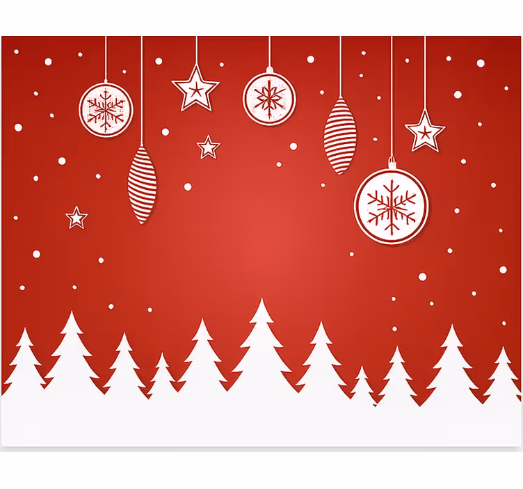 リビング カーテン ブラインド 赤いクリスマスツリー - TENSTICKERS