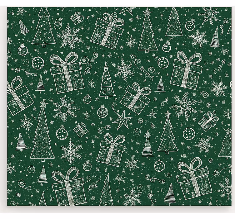 リビング カーテン ブラインド グリーンホワイトクリスマス - TENSTICKERS