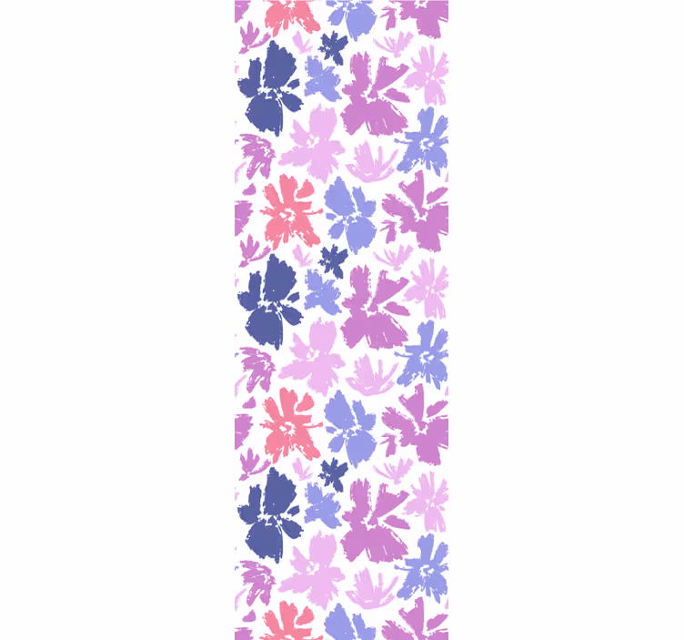 ダイニングルーム ブラインド 紫の花柄ディスプレイ - TENSTICKERS