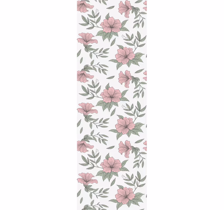 ダイニングルーム ブラインド ピンクの花柄モチーフ - TENSTICKERS
