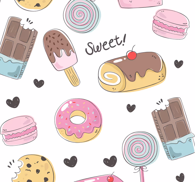 キッチン ロール スクリーン お菓子モチーフ - TENSTICKERS