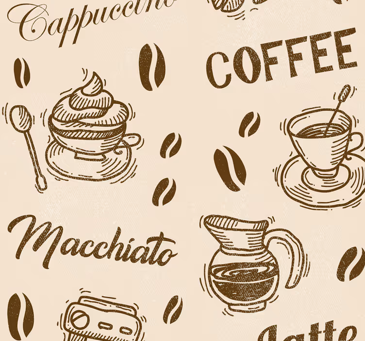 キッチン ロール スクリーン コーヒーの種類デザイン - TENSTICKERS