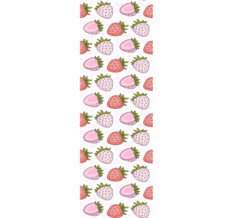 キッチン ロール スクリーン シームレスなピンクと赤いイチゴ - TENSTICKERS