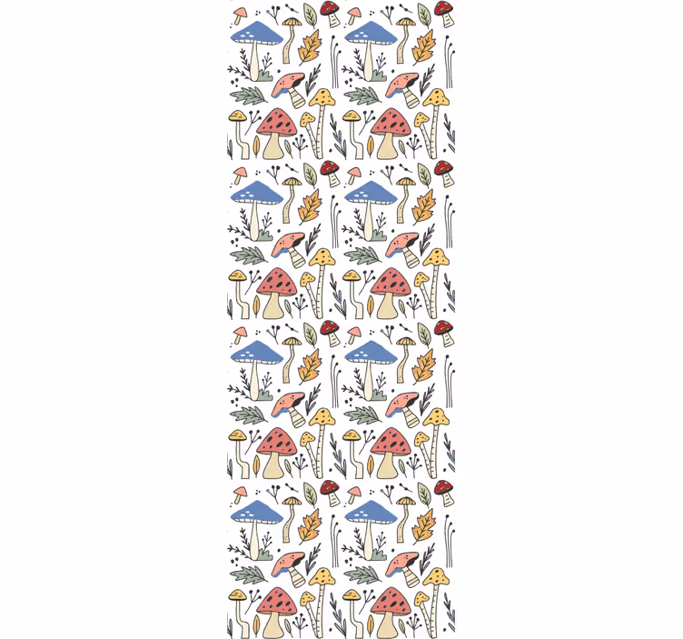 キッチン ロール スクリーン 手描きのキノコ柄 - TENSTICKERS