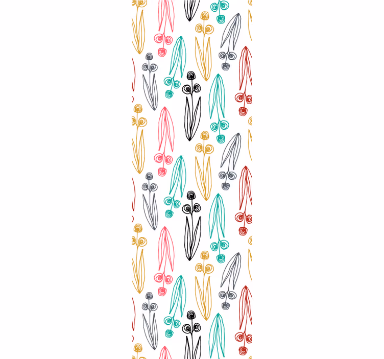 ダイニングルーム ブラインド カラフルな抽象線花柄 - TENSTICKERS