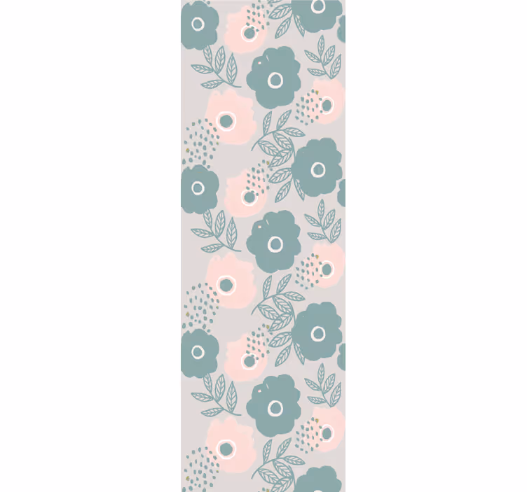 ダイニングルーム ブラインド ピンクと青の水彩花 - TENSTICKERS