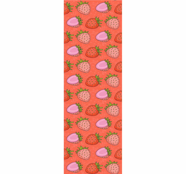 ダイニングルーム ブラインド シームレスな赤とピンクのいちご - TENSTICKERS