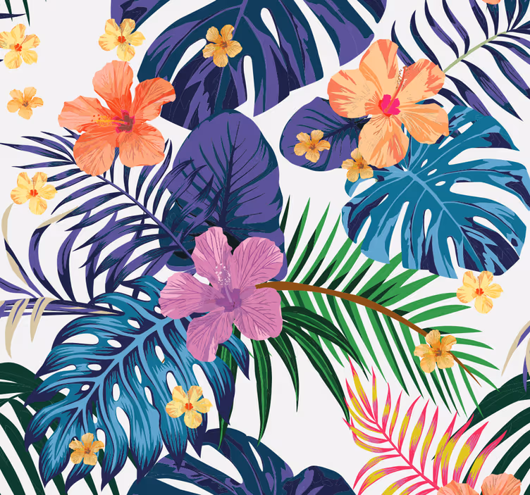 ダイニングルーム ブラインド ハワイのカラフルな花々 - TENSTICKERS