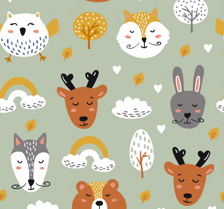 ブラインド 子供部屋 スカンジナビアの森の動物 - TENSTICKERS