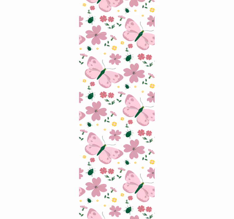 ブラインド 子供部屋 優しいピンクの花と蝶の模様 - TENSTICKERS