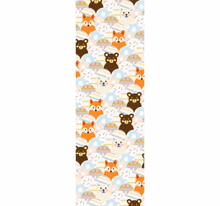 ブラインド 子供部屋 パッチワーク動物クマとキツネデザイン - TENSTICKERS