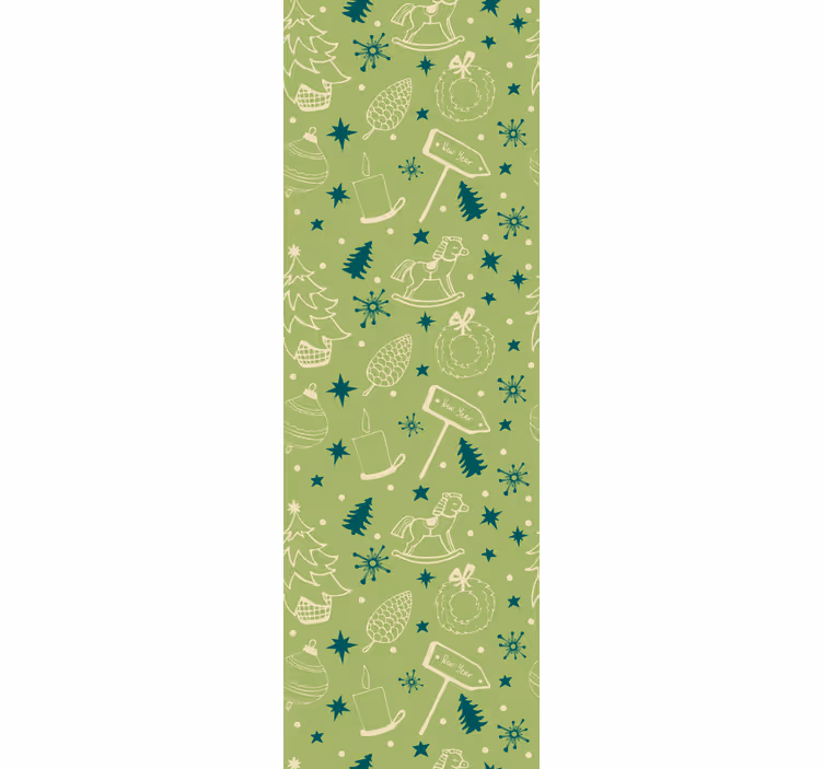 ブラインド 子供部屋 クリスマス要素 緑の背景 - TENSTICKERS