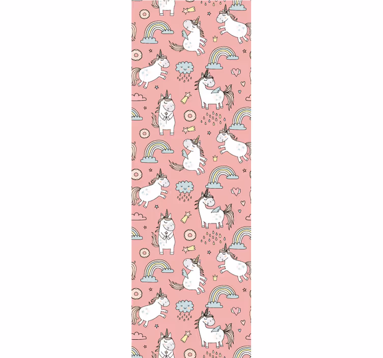 ブラインド 子供部屋 ピンクのユニコーンと虹 - TENSTICKERS