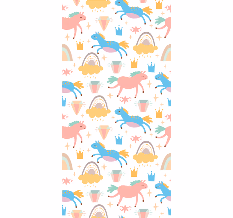 ブラインド 子供部屋 カラフルなユニコーンと虹 - TENSTICKERS