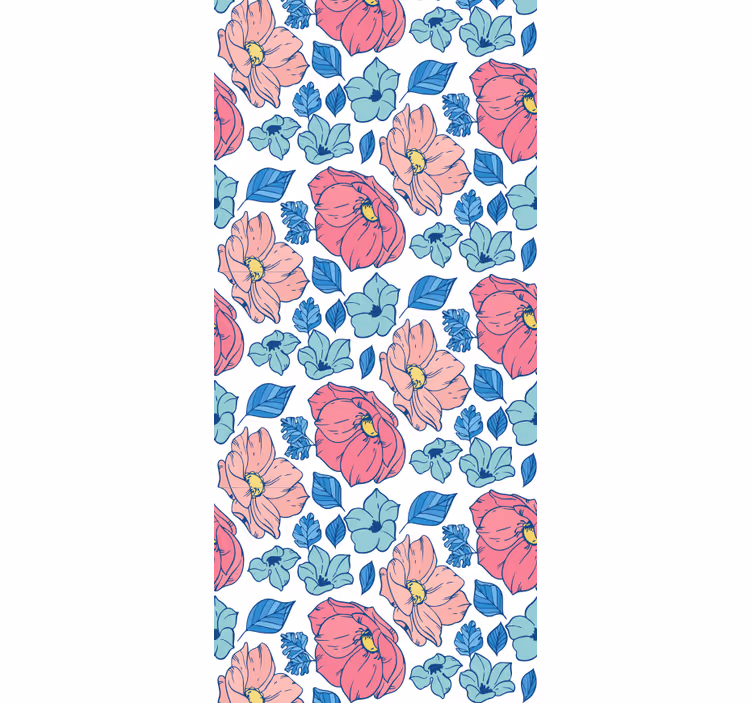 ブラインド 子供部屋 繊細なピンクと青の花 - TENSTICKERS