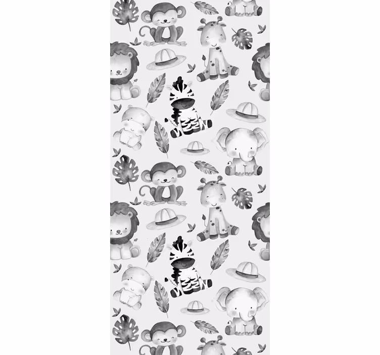 ブラインド 子供部屋 グレーの動物たち - TENSTICKERS
