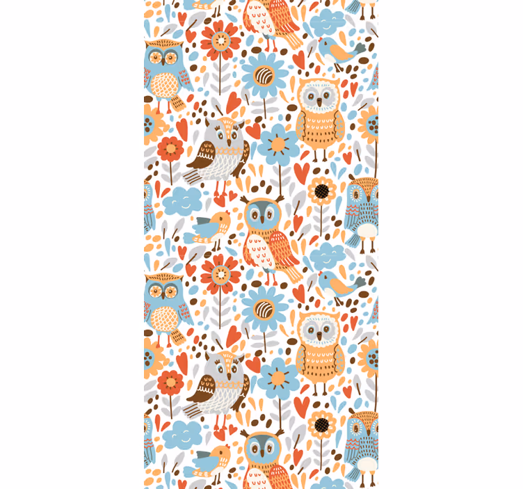 ブラインド 子供部屋 カラフルなフクロウと花の柄 - TENSTICKERS