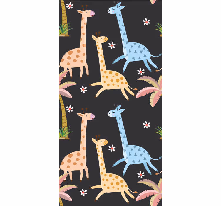 ブラインド 子供部屋 グレーのヤシの木と動物 - TENSTICKERS