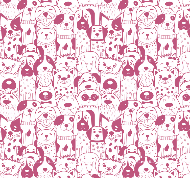 ブラインド 子供部屋 ピンクの毛の犬のイラスト - TENSTICKERS