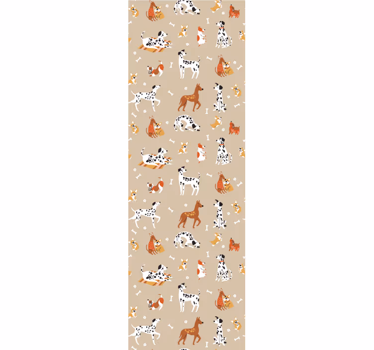 ブラインド 子供部屋 ベージュの背景にいるかわいい犬たち - TENSTICKERS