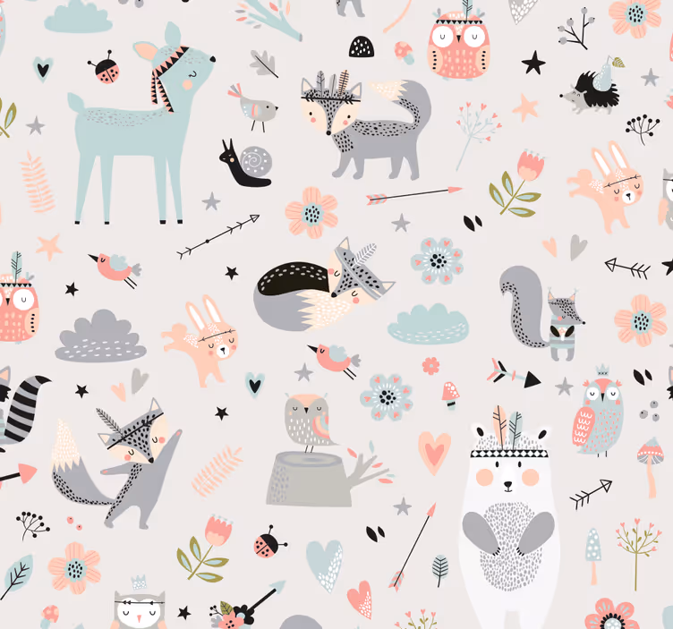 ブラインド 子供部屋 ノルディックスタイルのピンクの森 - TENSTICKERS