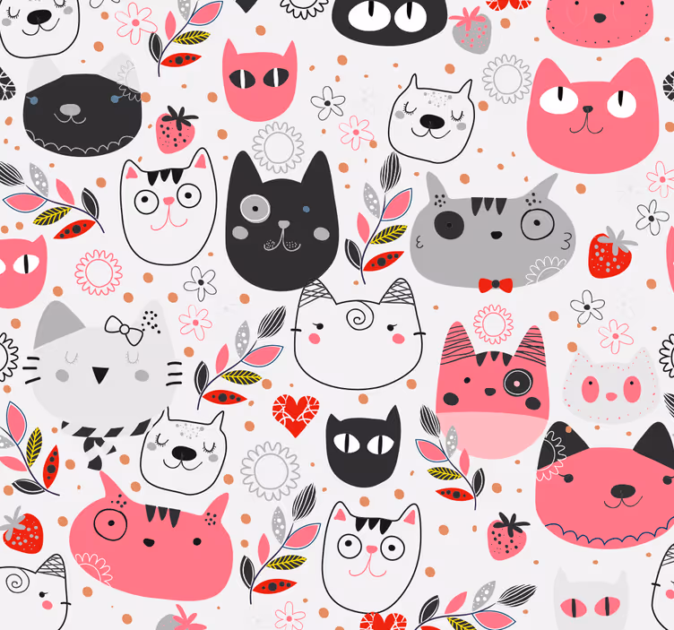 ブラインド 子供部屋 イラスト入りの猫 - TENSTICKERS