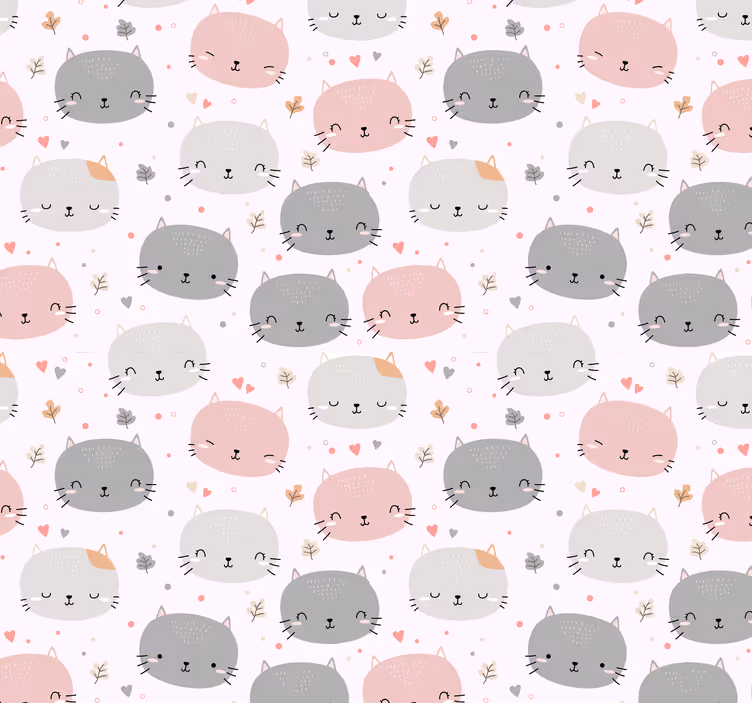 ブラインド 子供部屋 可愛い灰色とピンクの子猫 - TENSTICKERS