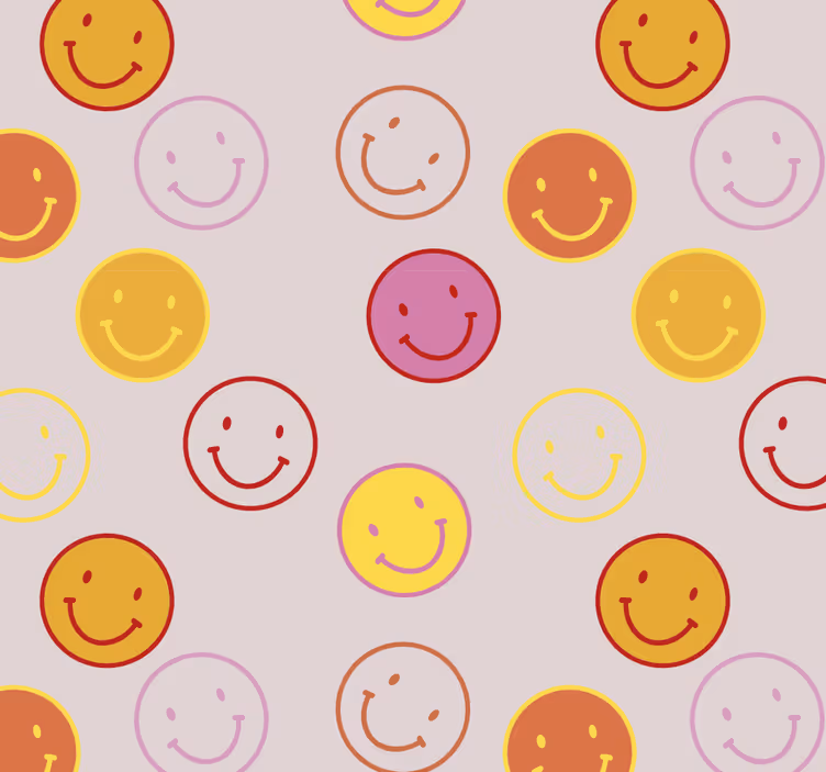 ブラインド テンネージャールーム ピンクと黄色の描かれたスマイリーフェイス - TENSTICKERS