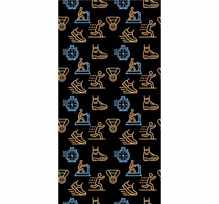 ブラインド テンネージャールーム 黒背景のネオンカラーのランニングベクターアイコン - TENSTICKERS