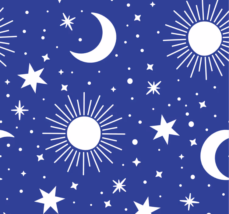 ブラインド テンネージャールーム 青い背景の白い星と月 - TENSTICKERS