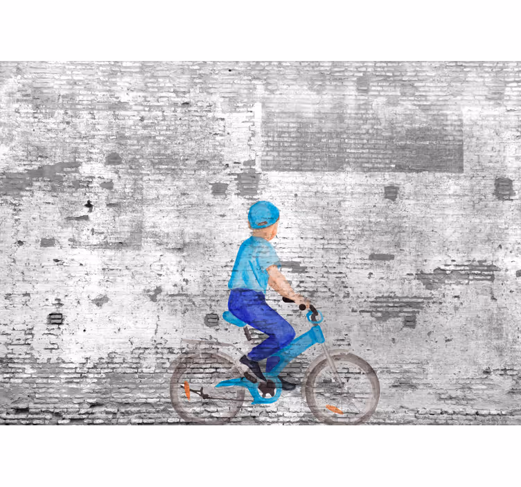キッチン ロール スクリーン 自転車に乗る子どもたちのグラフィティ - TENSTICKERS