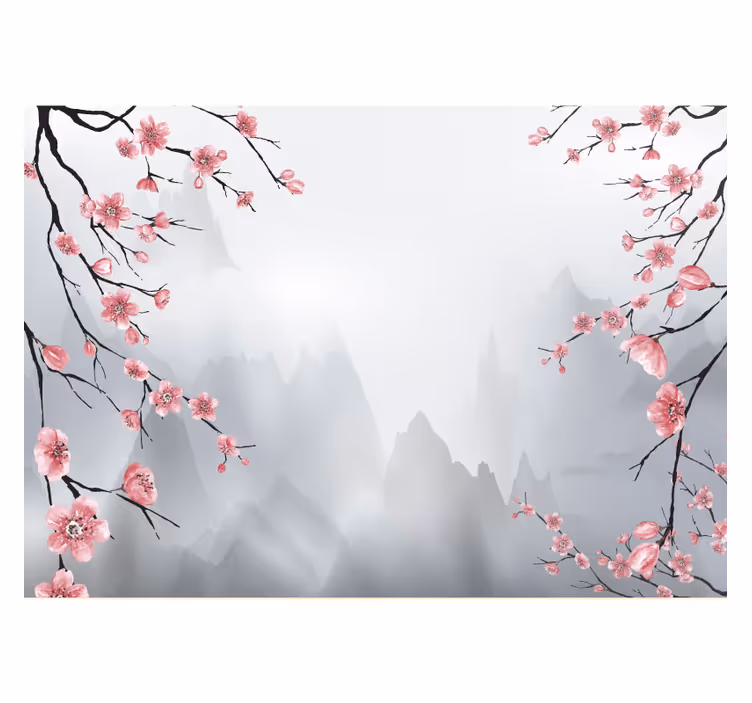 キッチン ロール スクリーン 桜の枝 日本の景色 - TENSTICKERS