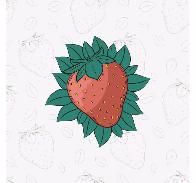 キッチン ロール スクリーン 明るくてジューシーな苺と緑の葉 - TENSTICKERS