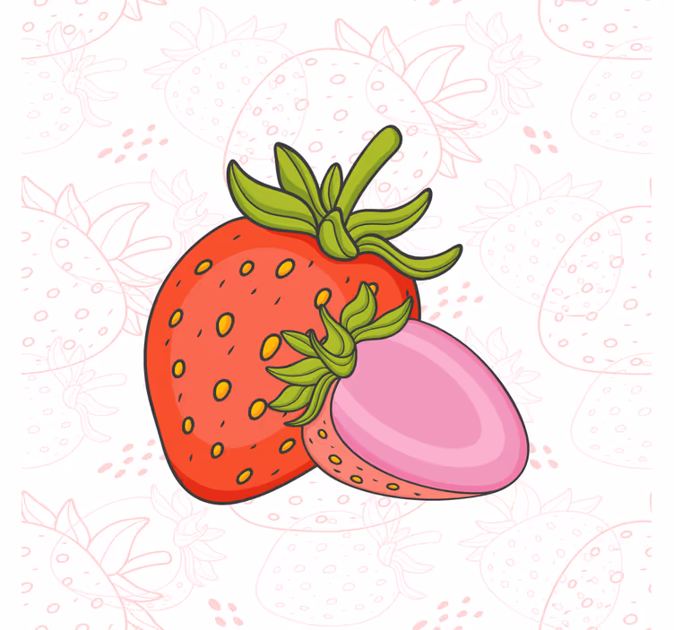 キッチン ロール スクリーン シームレスな赤とピンクのいちご - TENSTICKERS