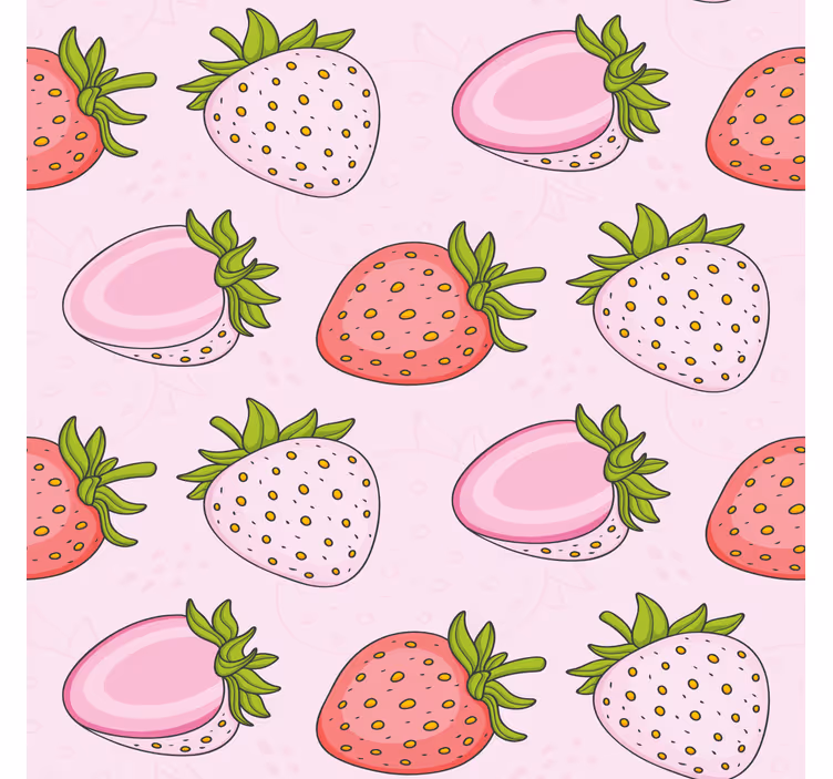 キッチン ロール スクリーン シームレスなピンクと赤のいちご - TENSTICKERS