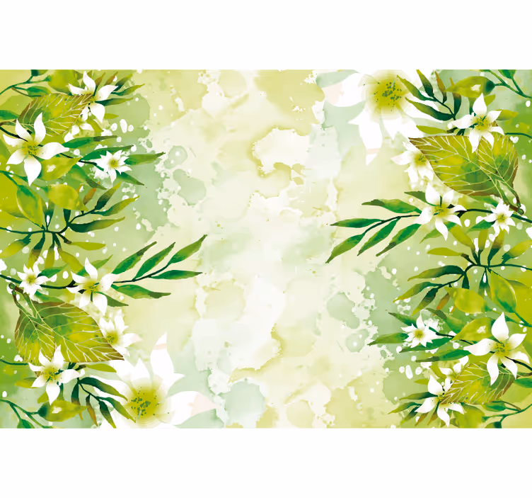 ブラインド 緑 花柄モチーフ - TENSTICKERS
