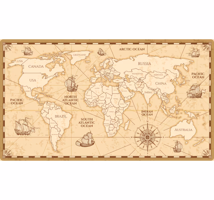 ブラインド ベージュ ヴィンテージ世界地図デザイン - TENSTICKERS
