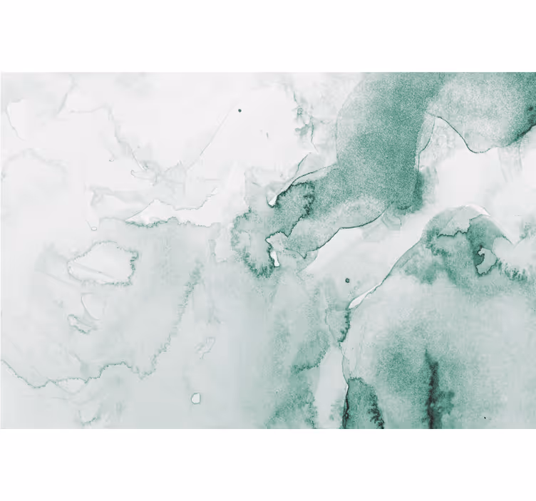寝室 ブラインド 白と緑の水彩画 - TENSTICKERS