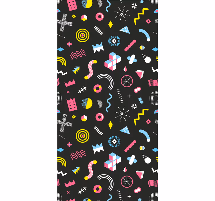 ブラインド ビンテージ メンフィス幾何学模様のカラフルパターン - TENSTICKERS