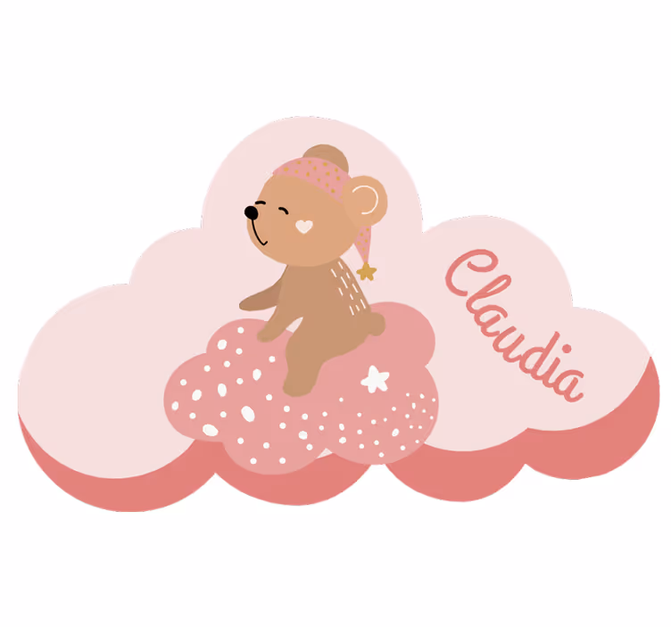 ブラインド ピンク 北欧スタイルの名前入りクマのビニールマット - TENSTICKERS