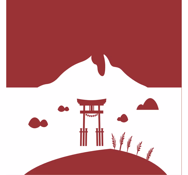 リビング カーテン ブラインド 日本の湖と山の風景 - TENSTICKERS