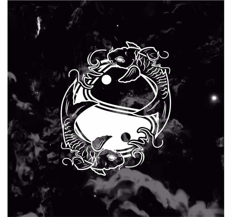 リビング カーテン ブラインド 陰陽バランスの魚 - TENSTICKERS