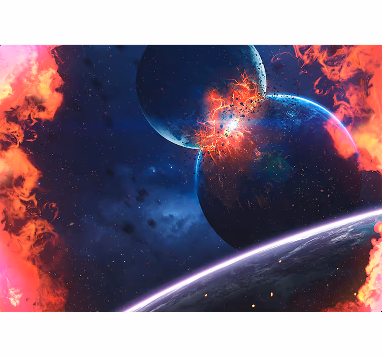 リビング カーテン ブラインド 驚くべき惑星の爆発 - TENSTICKERS