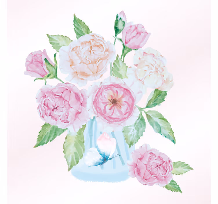リビング カーテン ブラインド 花と蝶の入ったガラスジャー - TENSTICKERS