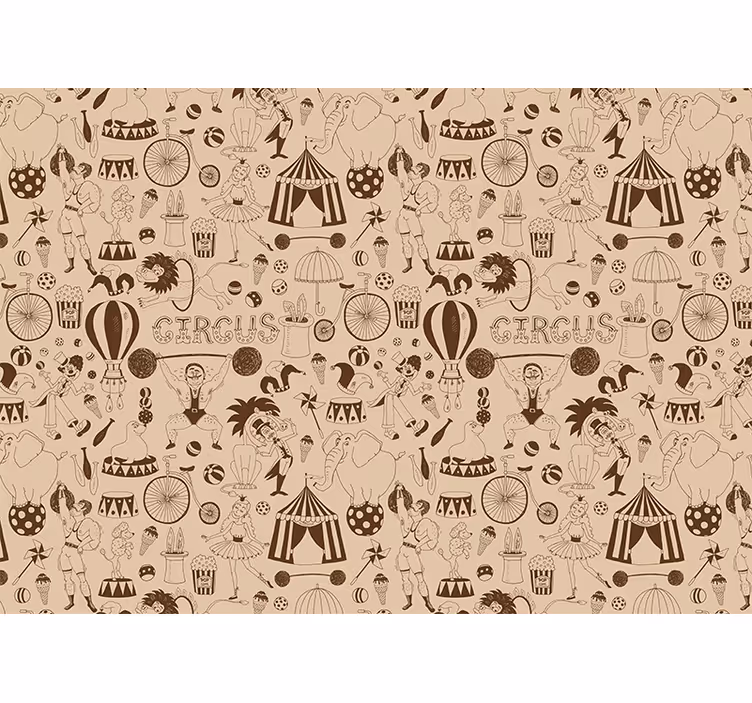 ブラインド ベージュ レトロブラウンサーカスエレメントパターン - TENSTICKERS