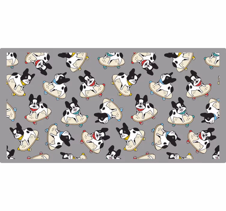グレー ブラインド スケートボードをするブルドッグ - TENSTICKERS