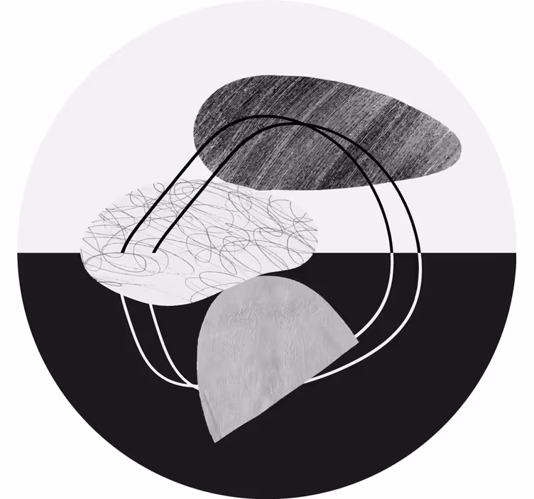 グレー ブラインド 白黒の石の抽象画 - TENSTICKERS