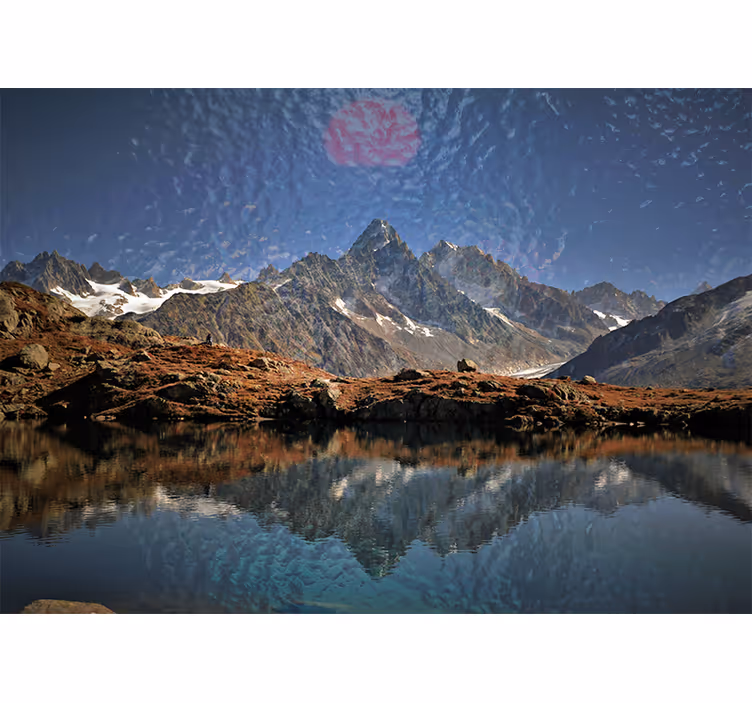 寝室 ブラインド スカンジナビアスタイルの湖の風景 - TENSTICKERS